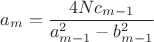 $a_m=\dfrac{4Nc_{m-1}}{{a}^2_{m-1}-{b}^2_{m-1}}$