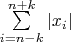 $\sum\limits_{i=n-k}^{n+k} \left|x_i\right|$