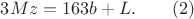 $\displaystyle 3Mz=163b+L. \qquad (2)$