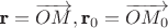 $\textbf r=\overrightarrow{OM}, \textbf r_0=\overrightarrow{OM_0}$