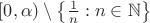 $[0,\alpha)\setminus\left\{\frac 1n:n\in\mathbb N\right\}$