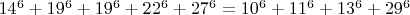 $14^6+19^6+19^6+22^6+27^6=10^6+11^6+13^6+29^6$