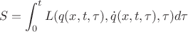 $$S=\int_0^tL(q(x,t,\tau),\dot q(x,t,\tau),\tau)d\tau$$