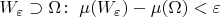 $W_\varepsilon\supset\Omega\colon \; \mu(W_\varepsilon)-\mu(\Omega)<\varepsilon$