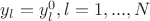$y_l=y_l^0,l=1,...,N$