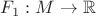$F_1: M \to \mathbb{R}$
