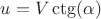$u = V\ctg(\alpha)$ $u = V\ctg(\alpha)$