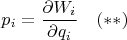 $$p_i=\frac{\partial W_i}{\partial q_i} \quad (**)$$