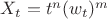 $X_t=t^n(w_t)^m$ $X_t=t^n(w_t)^m$