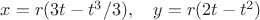 $x=r(3t-t^3/3),\quad y=r(2t-t^2)$