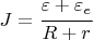 $$J=\cfrac{\varepsilon+\varepsilon_e}{R+r}$$