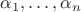 $\alpha_1, \ldots, \alpha_n$