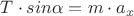 $T\cdot sin\alpha=m\cdot a_x$