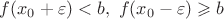 $f(x_0+\varepsilon)<b,\ f(x_0-\varepsilon)\geqslant b$