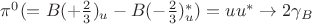 $\pi^0 (=B(+\frac{2}{3})_u-B(-\frac{2}{3})_u^*)= uu^* \to 2 \gamma_B$