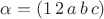 $\alpha = (1\,2\,a\,b\,c)$