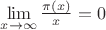 $\lim\limits_{x\to\infty}\frac{\pi (x)}{x}=0$