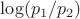 $\log(p_1/p_2)$