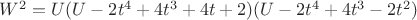 $W^2=U(U-2t^4+4t^3+4t+2)(U-2t^4+4t^3-2t^2)$