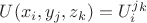 $U(x_i, y_j, z_k) = U_i^j^k$