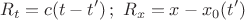 $$ R_t=c(t-t')\,;\,\, R_x=x-x_0(t') $$