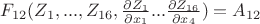 $F_{12} (Z_1, ..., Z_{16}, \frac{\partial Z_1}{\partial x_1} ... \frac{\partial Z_{16}}{\partial x_4})=A_{12}$