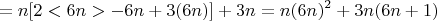 $$=n[2<6n>-6n+3(6n)]+3n=n(6n)^2+3n(6n+1)$$