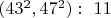 $(43^2,47^2):\ 11$