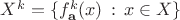 $X^k=\{f^k_{\mathbf a}(x)\,:\,x\in X\}$