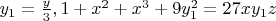$y_1 = \frac{y}{3}, 1+x^2+x^3+9y_1^2=27xy_1z$