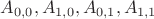 $A_{0,0},A_{1,0},A_{0,1},A_{1,1}$