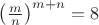 $ \left( \frac m n \right)^{m+n} = 8$