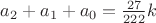 $a_2+a_1+a_0=\frac{27}{222}k$