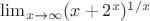 $\lim_{x\to\infty}(x+2^x)^{1/x}$