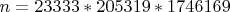 $n=23333*205319*1746169$