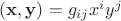 $(\mathbf x,\mathbf y) = g_{ij}x^iy^j$