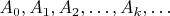 $A_0,A_1,A_2,\ldots,A_k,\ldots$