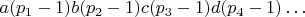 $a(p_1-1)b(p_2-1)c(p_3-1)d(p_4-1)\ldots$
