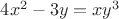 $4x^2-3y=xy^3$ $4x^2-3y=xy^3$