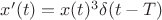 $x'(t)=x(t)^3\delta(t-T)$