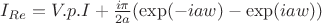 $I_{Re}=V.p.I+\frac {i \pi}{2a}(\exp(-iaw)-\exp(iaw))$