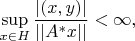 $$  \sup_{x \in H} \frac {|(x,y)|}{||A^{*}x||} < \infty,$$