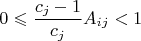 $$0\leqslant \frac{c_j-1}{c_j}A_{ij}<1$$