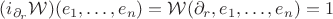 $(i_{\partial_r} \mathcal W) (e_1, \dots, e_n) = \mathcal W (\partial_r, e_1, \dots, e_n) = 1$