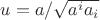 $u=a/\sqrt{a^ia_i}$ $u=a/\sqrt{a^ia_i}$