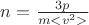 $n=\frac{3p}{m<v^2>}$