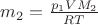$m_2 = \frac {p_1VM_2}{RT}$