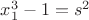 $x_1^3-1=s^2$