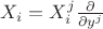 $X_i = X_i^j \frac{\partial}{\partial y^j}$