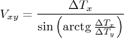 $$V_{xy}=\frac{\Delta T_x}{\sin\left(\arctg \frac{\Delta T_x}{\Delta T_y}\right)}$$
